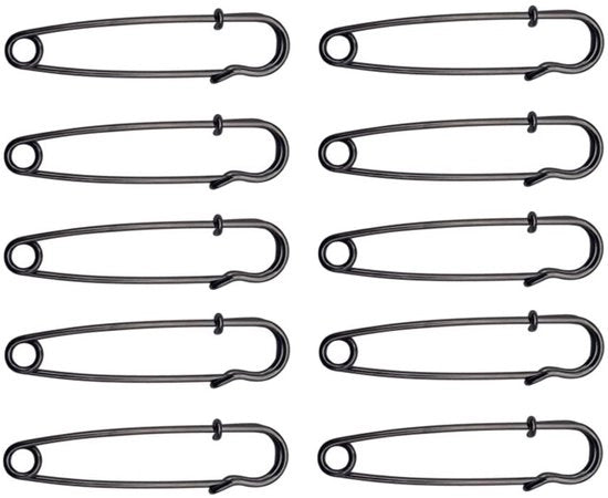 Set di Spille di Sicurezza da 10 - Spille Inox - Grande Clip per Abbigliamento - Spille da Aghi Forti - Attacco Fai da Te - Alto Acciaio di Carbonio