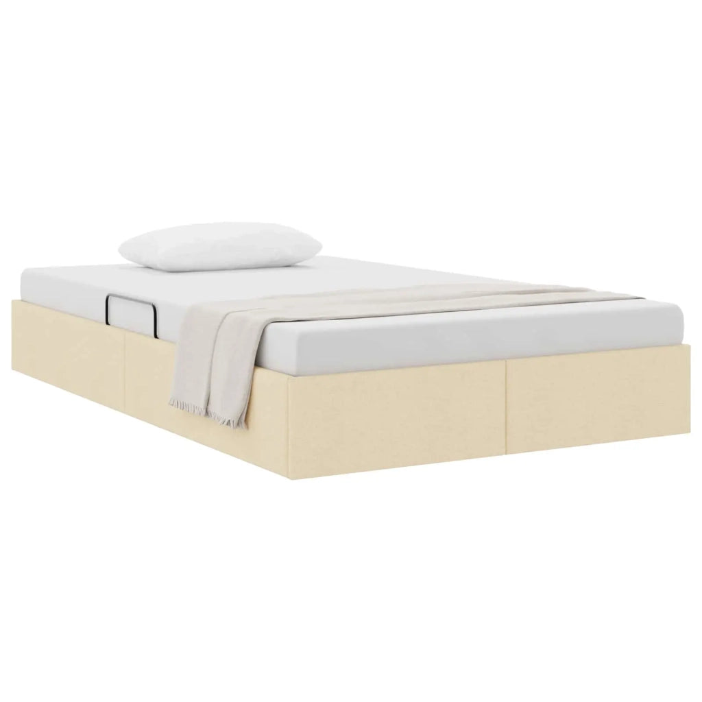Letto ottomano con archiviazione Crema 120 x 200 cm Tessuto 3442812