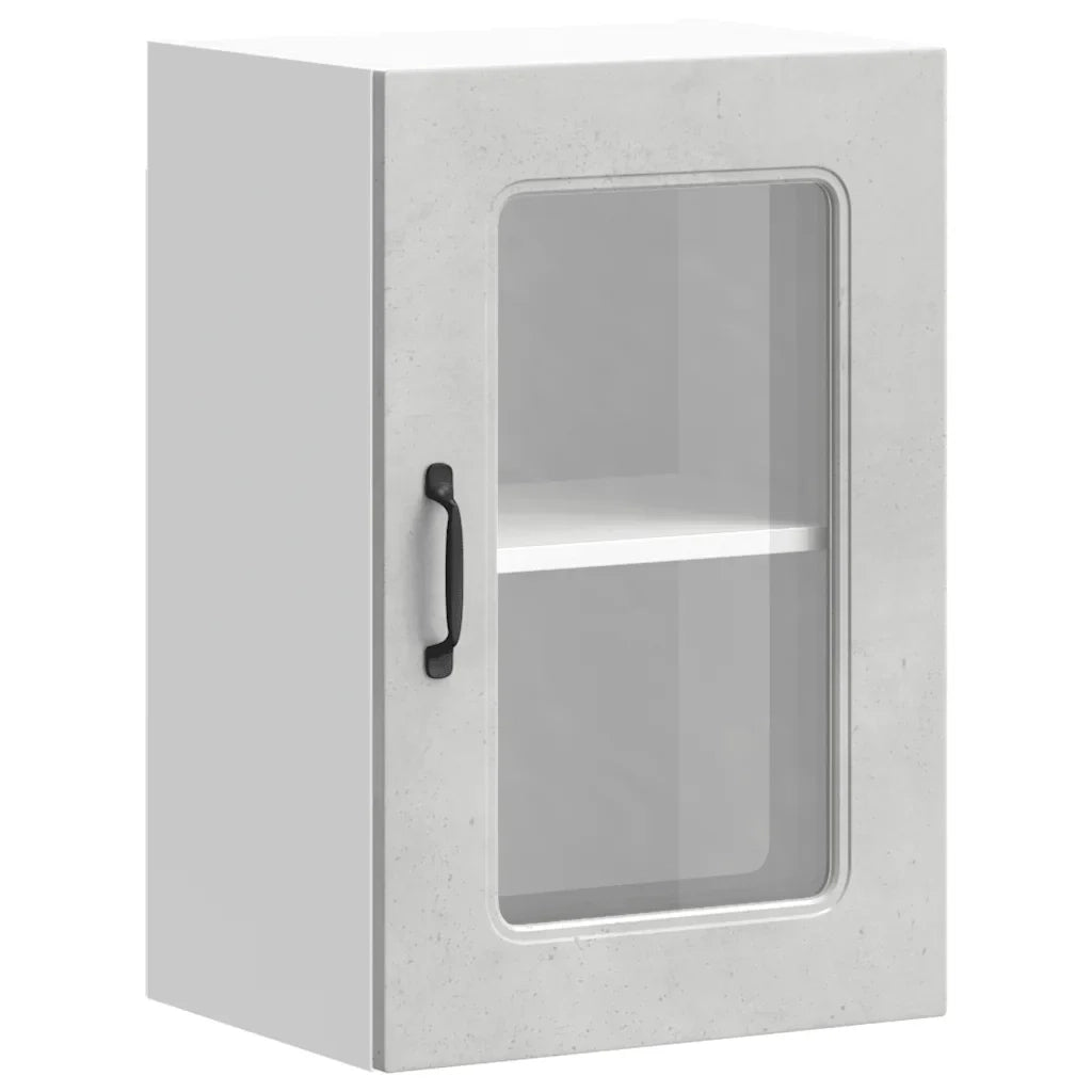 Pensile da cucina con anta in vetro 40 x 31 x 60 cm pratico spazio contenitivo stile contemporaneo finitura legno e cemento 02_0049954
