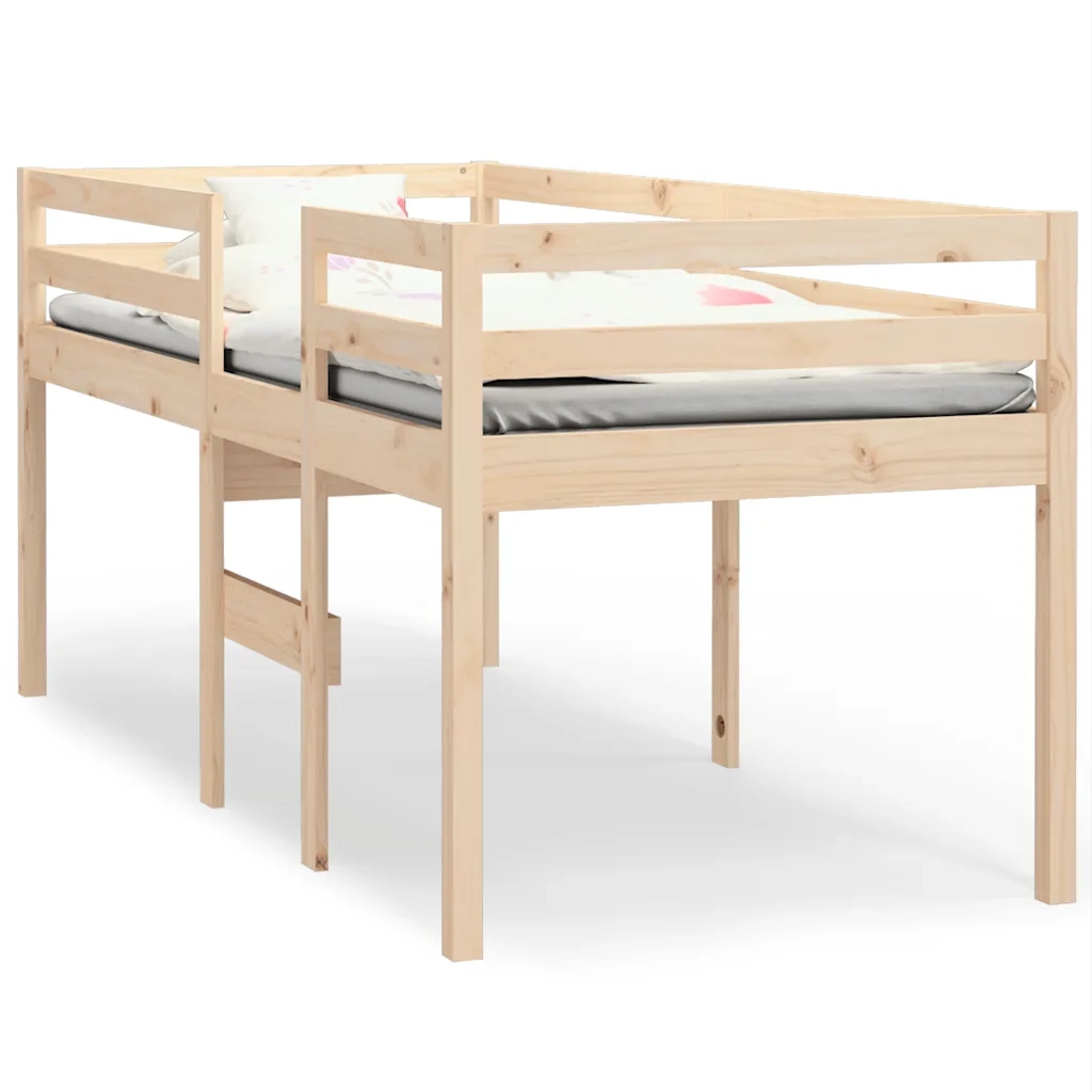 Letto singolo | Letto per adulti | Letto a Soppalco 80x200 cm in Legno Massello di Pino