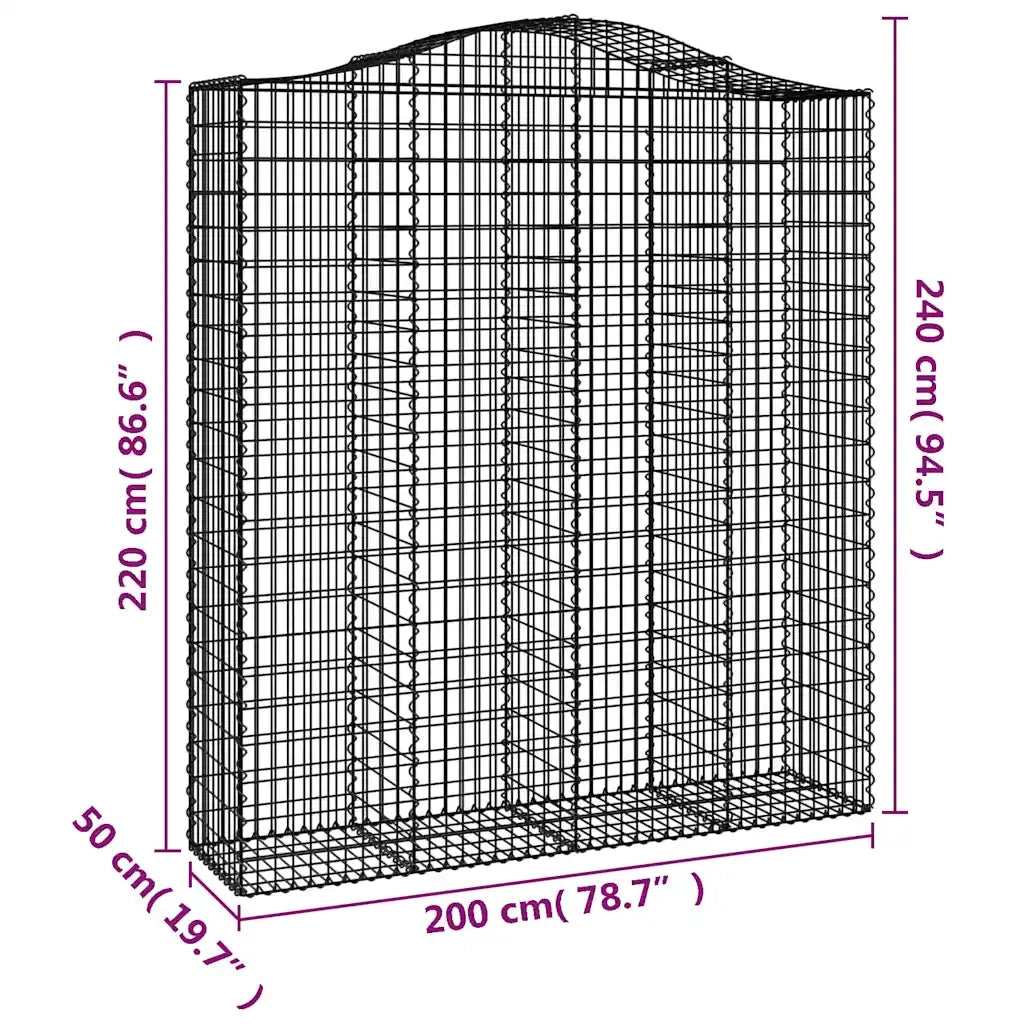 Cesti Gabbioni ad Arco 7 pz 200x50x220/240 cm Ferro Zincato