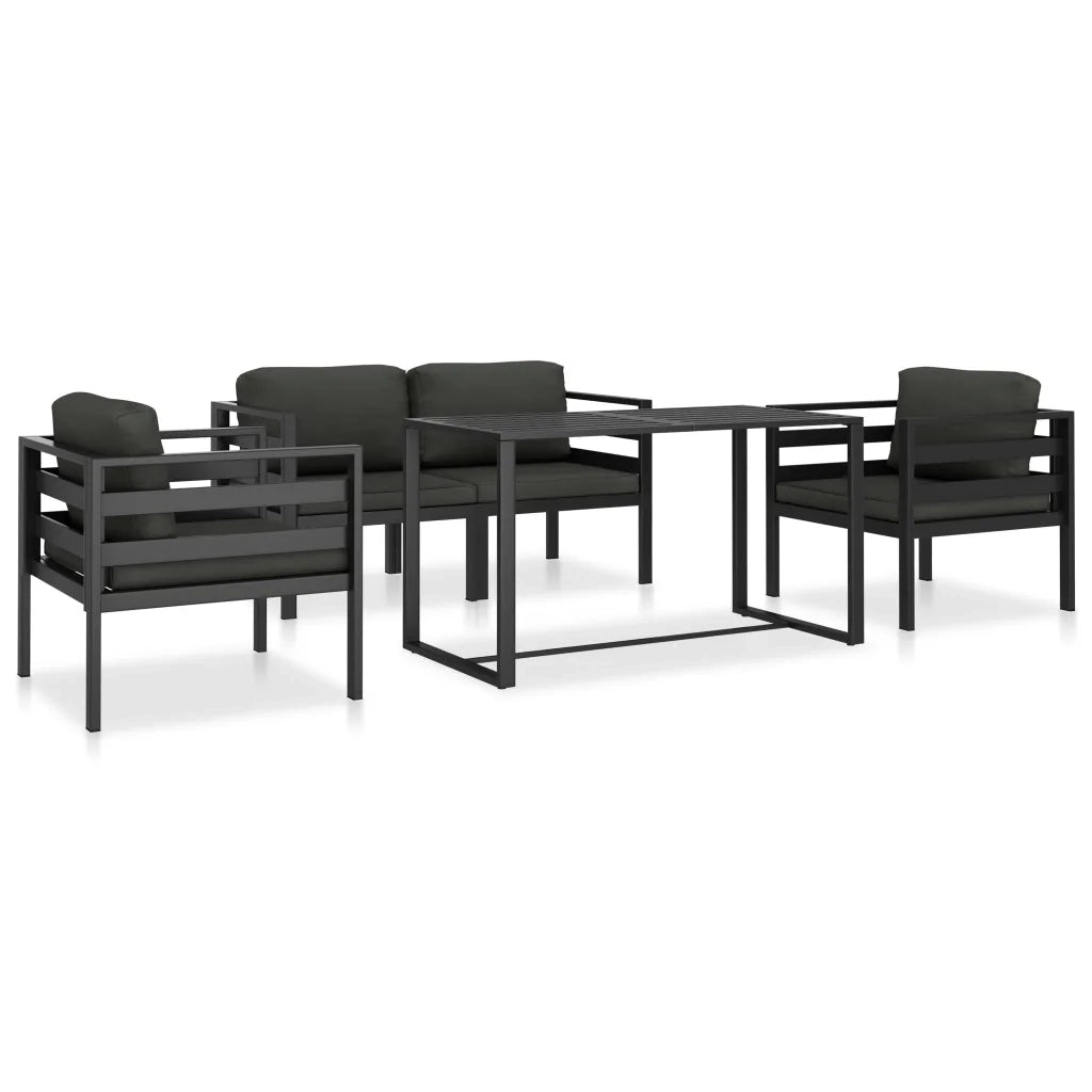 Set Divani da Giardino 5 pz con Cuscini in Alluminio Antracite cod mxl 36925