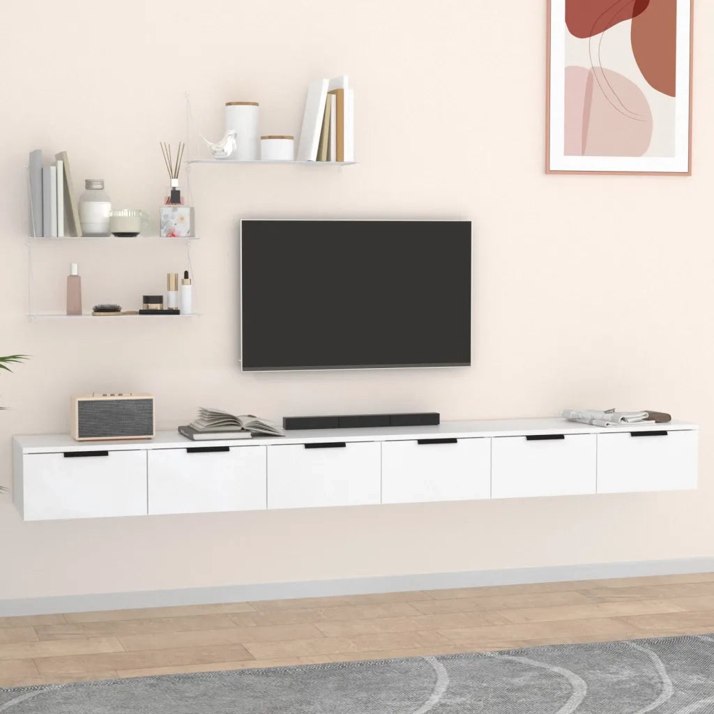 Armadietto a Muro | Mobili a Parete 2 pz Bianchi 102x30x20 cm in Legno Multistrato