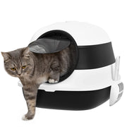 Lettiera Chiusa per Gatti 52x41x38 cm Design Pieghevole con Coperchio Bianca e Nera