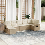 Set Divani da Giardino 7 pz con Cuscini Beige in Polyrattan 3220477