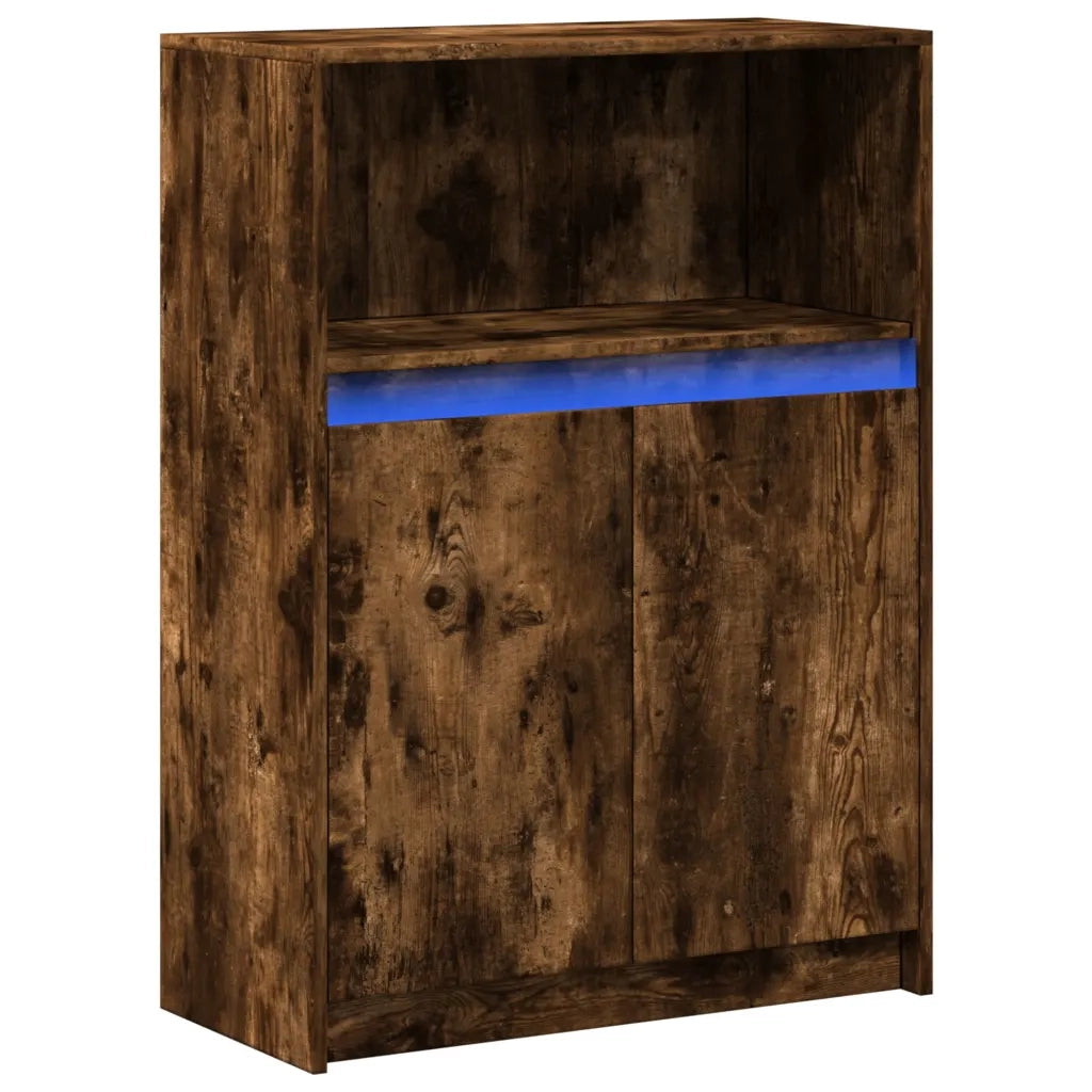 Credenza con LED-Buffet-Armadio da cucina Rovere Fumo 72x34x100 cm in Legno Multistrato
