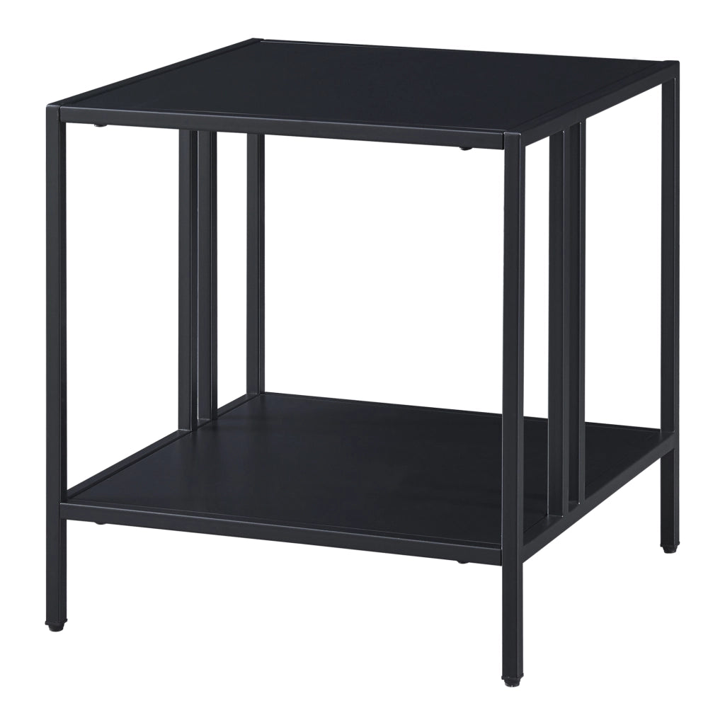 Tavolino Basso Kumlinge in Acciaio con Ripiani Quadrati 47 x 45 x 45 cm Nero [en.casa]
