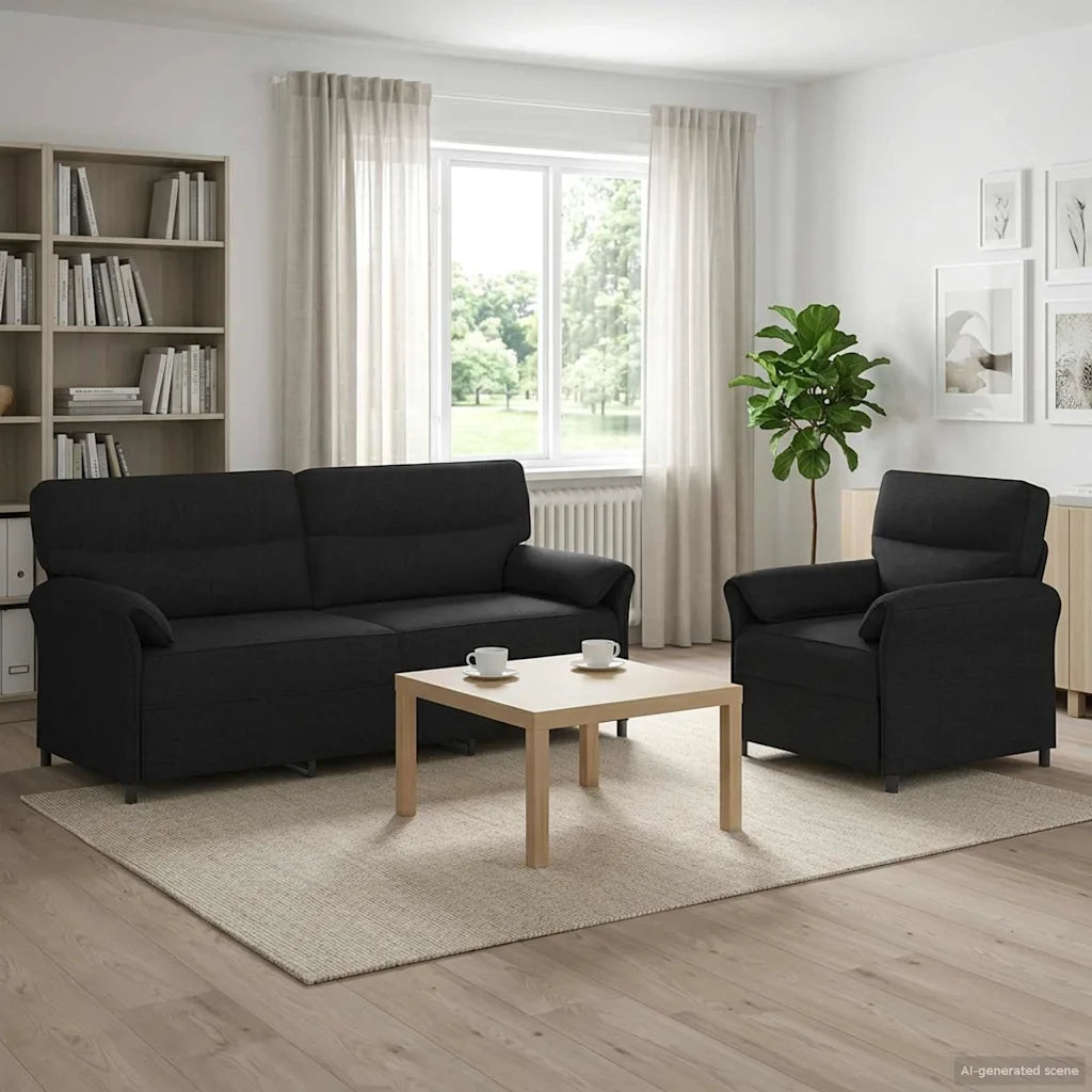 Set di divani 2 pz Nero Tessuto 3424873
