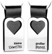 Sleutelhanger con incisione in pelle - regalo per fratelli e sorelle - sorella piccola e fratello grande