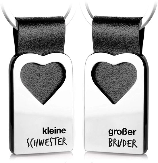 Sleutelhanger con incisione in pelle - regalo per fratelli e sorelle - sorella piccola e fratello grande
