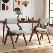 Set di 2 sedie da pranzo pieghevoli in legno massiccio, rivestimento in lino grigio, seduta imbottita, salvaspazio, pronte all’uso