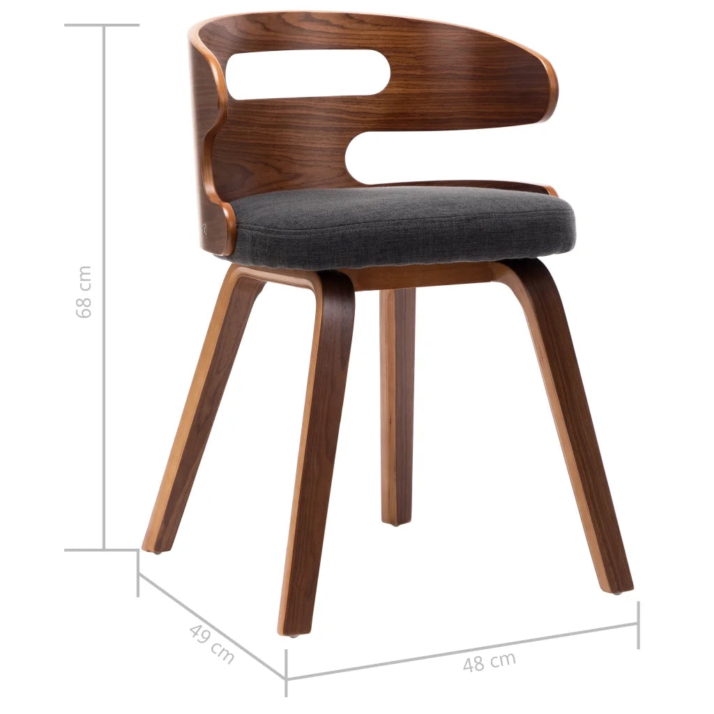Sedie da Pranzo 4 pz Legno Curvato e Tessuto Grigio 278850