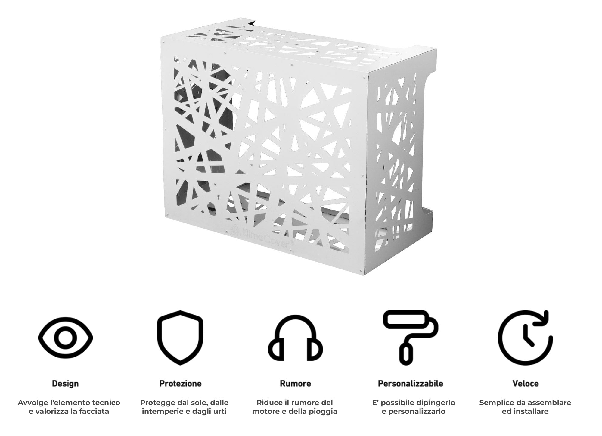 Copri Condizionatore 96x52x82 cm in Alluminio Glam L Bianco