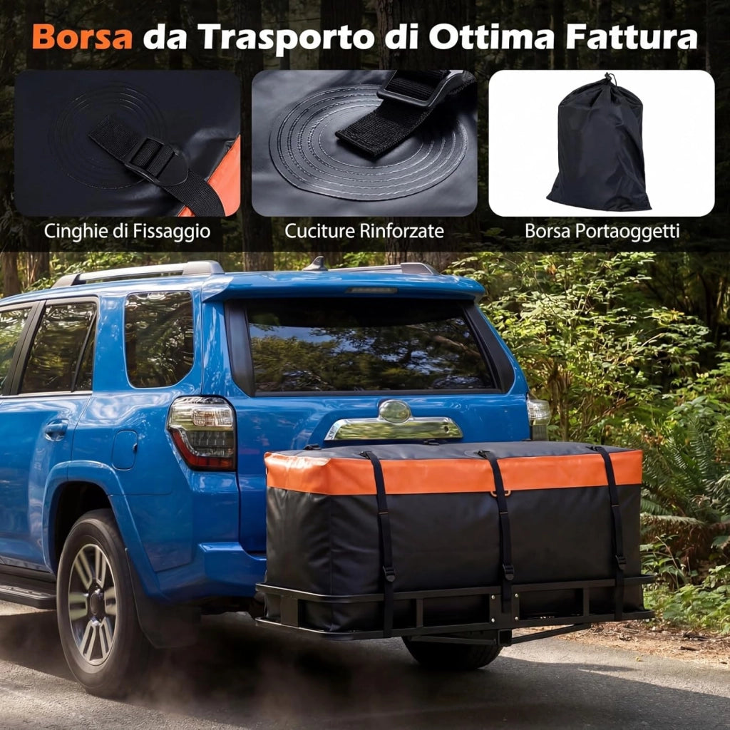 Borsa da Carico per Camion e Cassone Auto, Borsa da Trasporto con Cinghie di Fissaggio per Gancio di Traino, Resistente in PVC Impermeabile, per SUV e Fuoristrada (129x42x45cm)