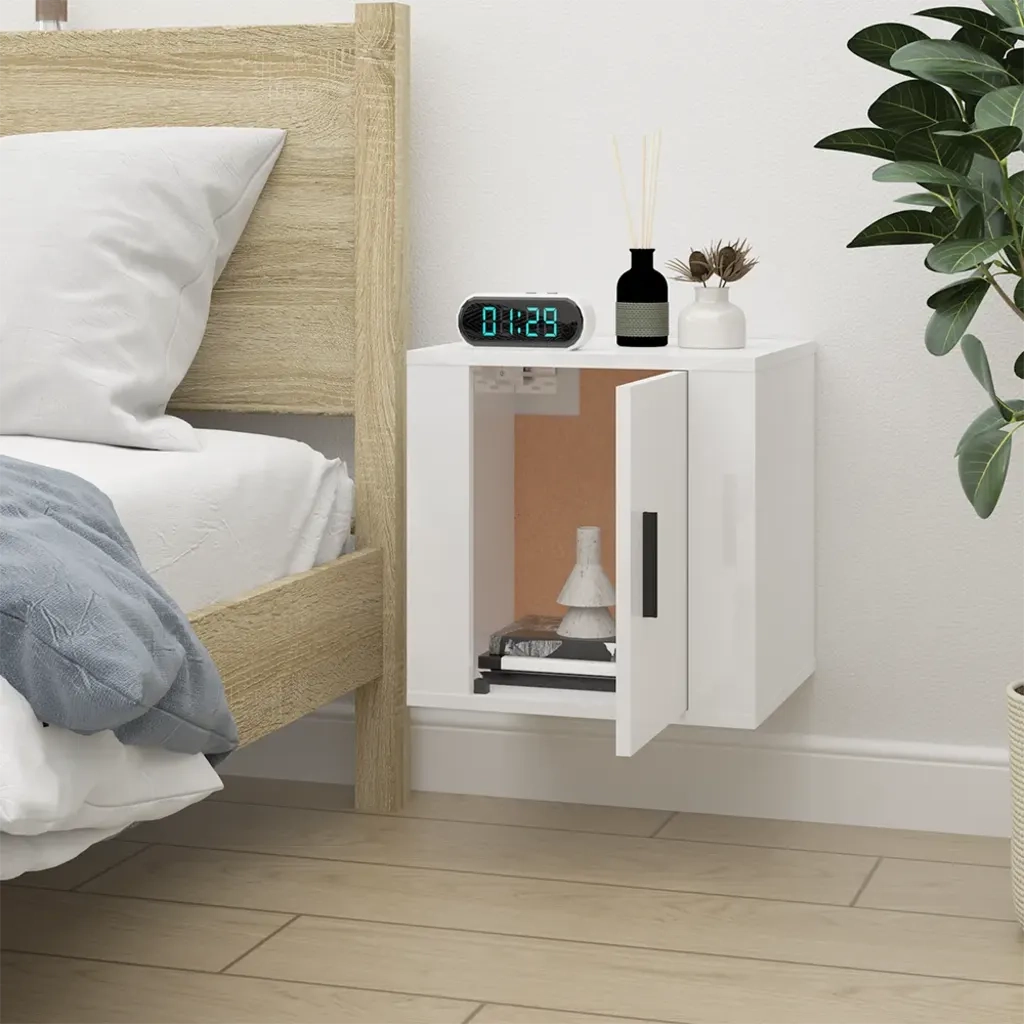 Mobile TV a Parete | Armadietto TV | Mobile Porta TV Bianco Lucido 40x34,5x40 cm