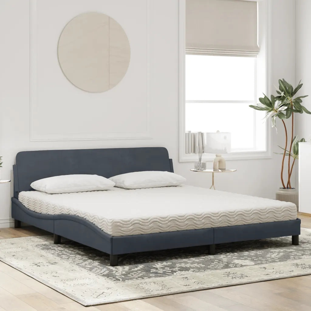 Letto con Materasso Dover Grigio Scuro 180x200 cm in Velluto