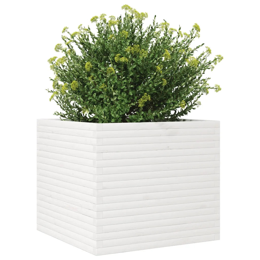 Fioriera da Giardino Bianca 80x80x68,5cm Legno Massello di Pino 3282480