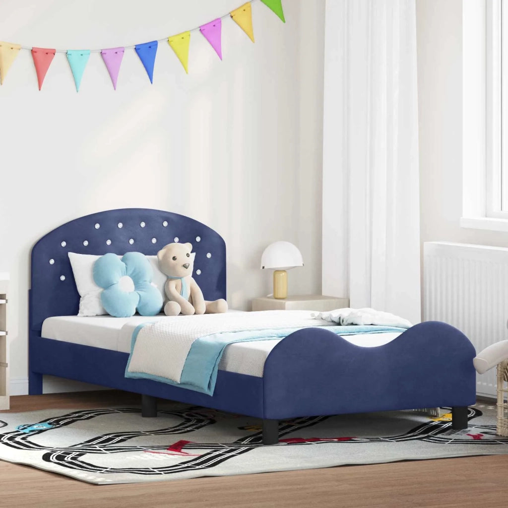 Struttura letto Bambini | Letto Infantile | Lettino con testata Blu Polizia 90 x 200 cm