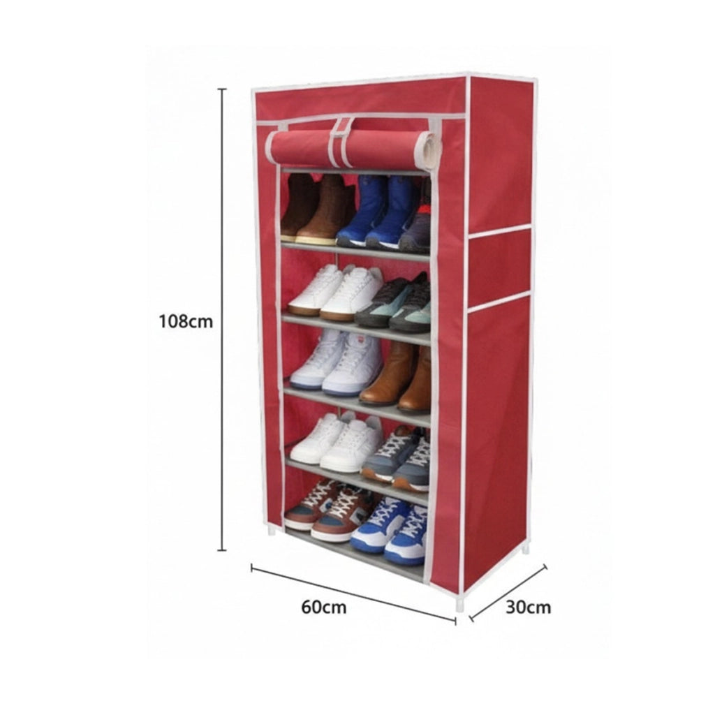 SCARPIERA TESSUTO 6 RIPIANI PORTASCARPE SALVASPAZIO 108X60X30 CM 69074