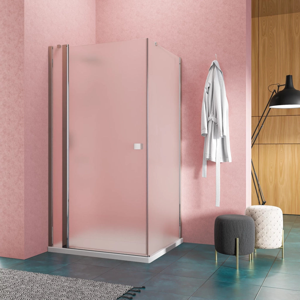 Box doccia angolare 80x95 cm in vetro 6mm opaco. con apertura a battente e parete fissa | Lang