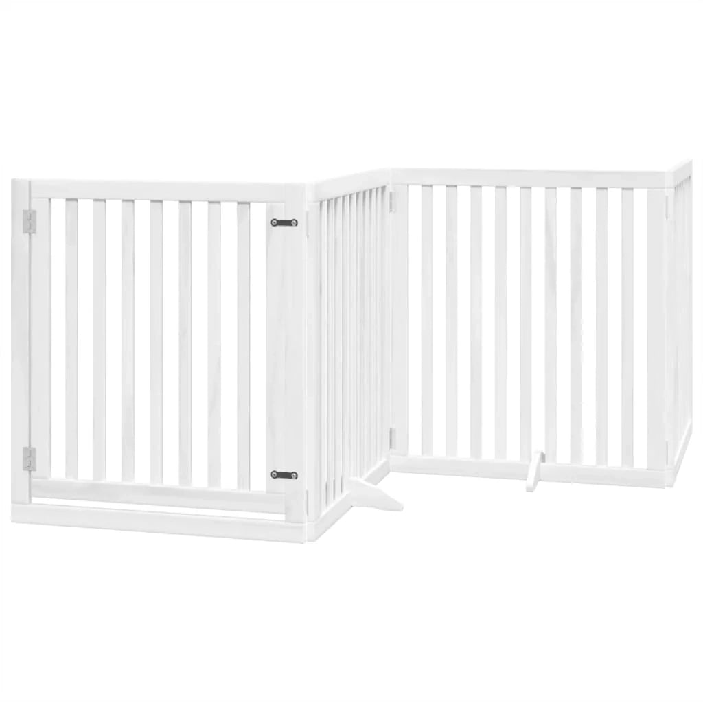Cancelletto e porta di sicurezza per animali domestici 4 pannelli legno di pioppo bianco 02_0023347