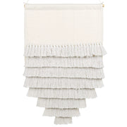 Decorazione da parete in cotone bianco sporco intrecciato a mano con frange Decorazione da parete Appendiabiti Decorazione in stile Boho Soggiorno Camera da letto