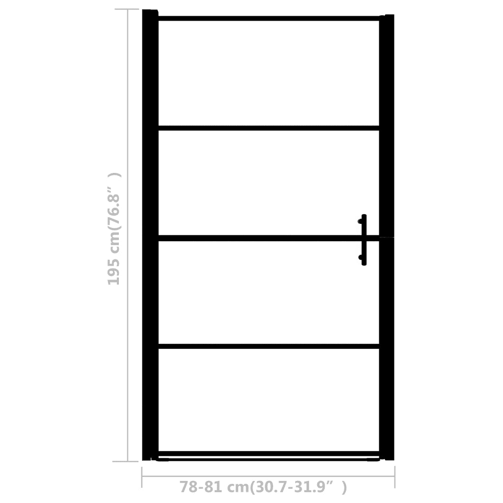 Porta per Doccia in Vetro Temperato Smerigliato 81x195 cm Nero 146661