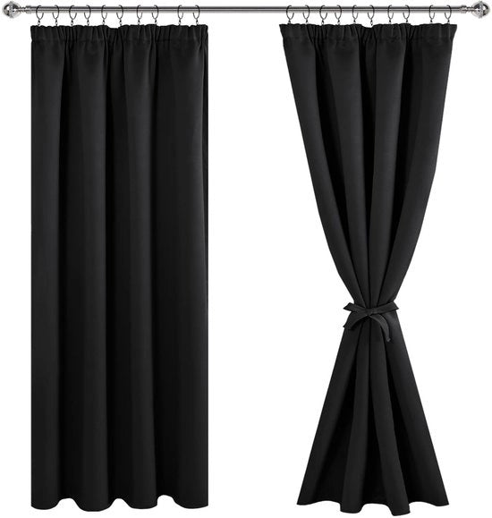 Set di tende di oscuramento nero - 2 pezzi - H 175 x L 140 cm - Invisibili - Tende termiche - Realizzate con poliestere di alta qualità