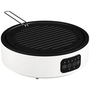 Fornello Elettrico 2000W a Infrarossi Doppia Cottura Piastra Elettrica in Ceramica e Griglia Ø30 cm Bianco