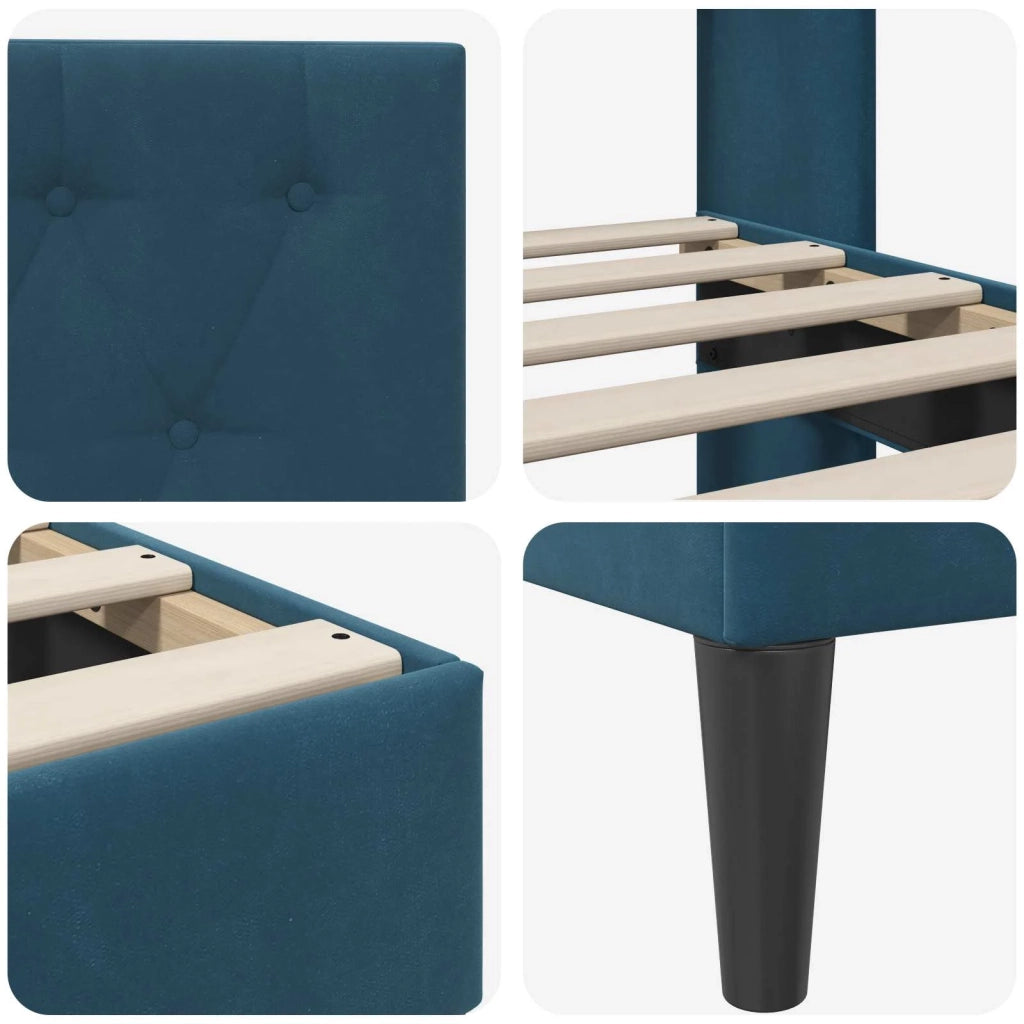 Struttura del letto con testiera Blu 80 x 200 cm Velluto 42027630