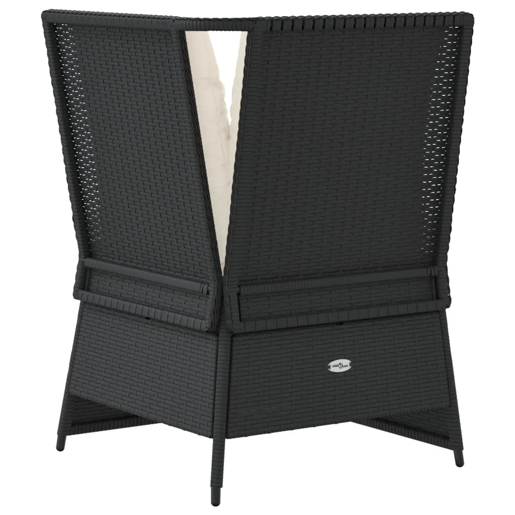Divano Angolare da Giardino con Cuscini-Sofa da Giardino-Divanetto da esterno Nero in Polyrattan 871926
