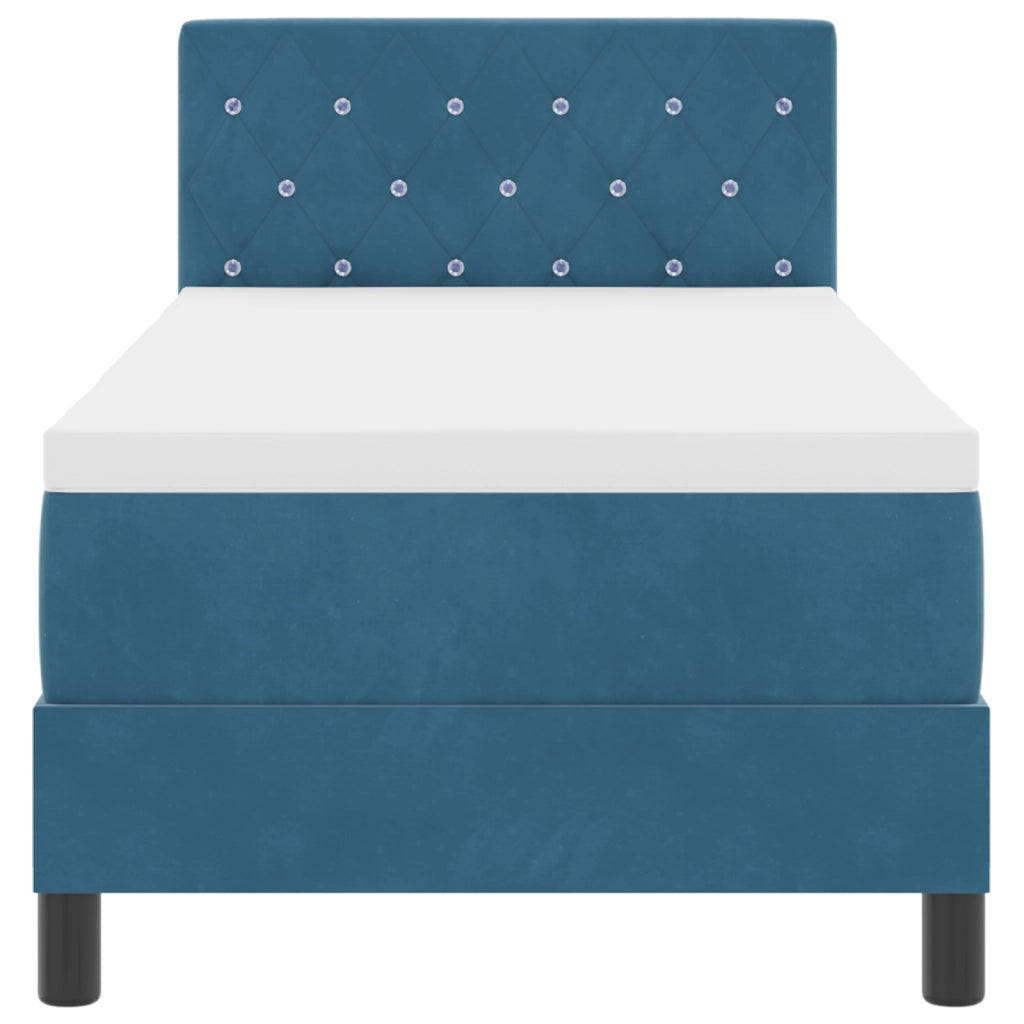 Letto Box Spring con Materasso e LED Blu Scuro 80x200 cm Velluto