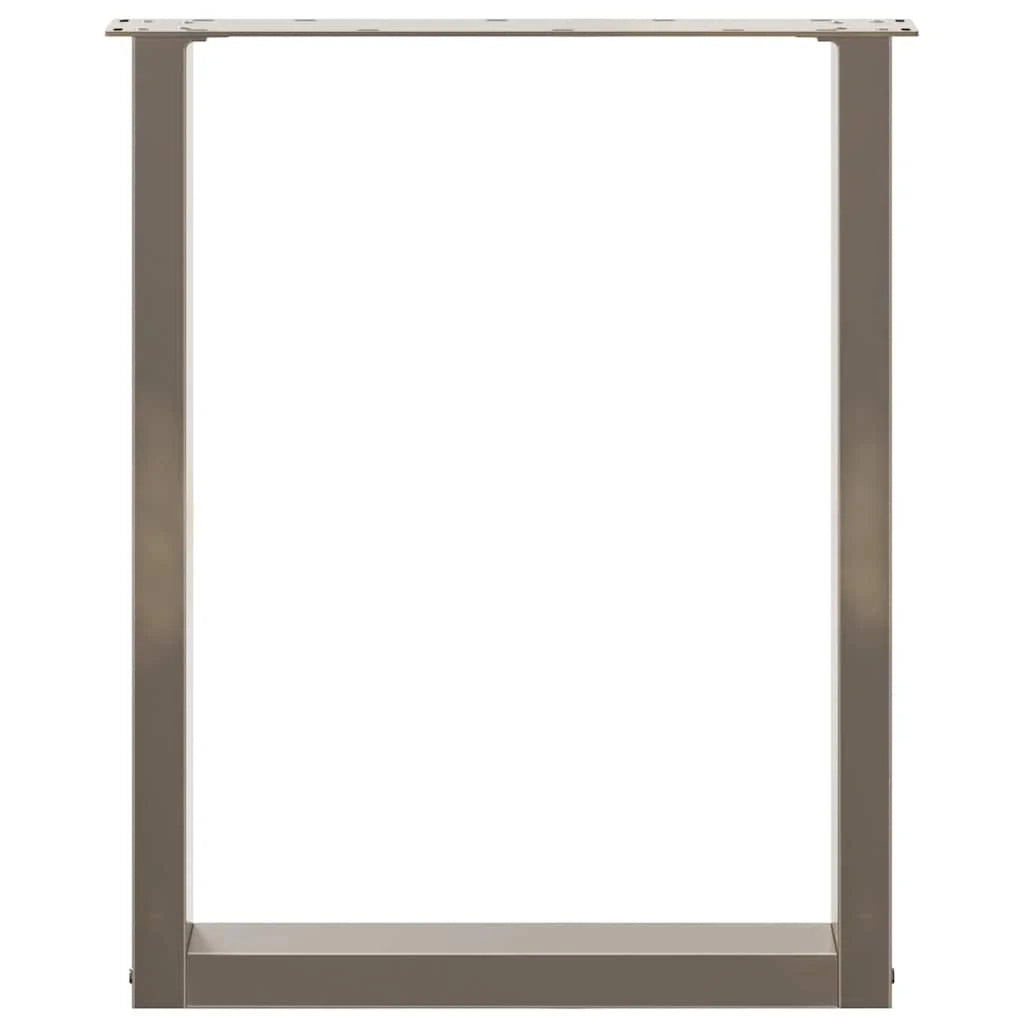 Set di 2 gambe per tavolo da pranzo a forma di U 70 x 72-73 cm design moderno con piedini regolabili acciaio naturale 02_0057427