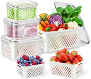 Organizzatore per frigorifero da 4 contenitori alimentari con scomparti per residui, organizzatore frigorifero ripiegabile per la cucina