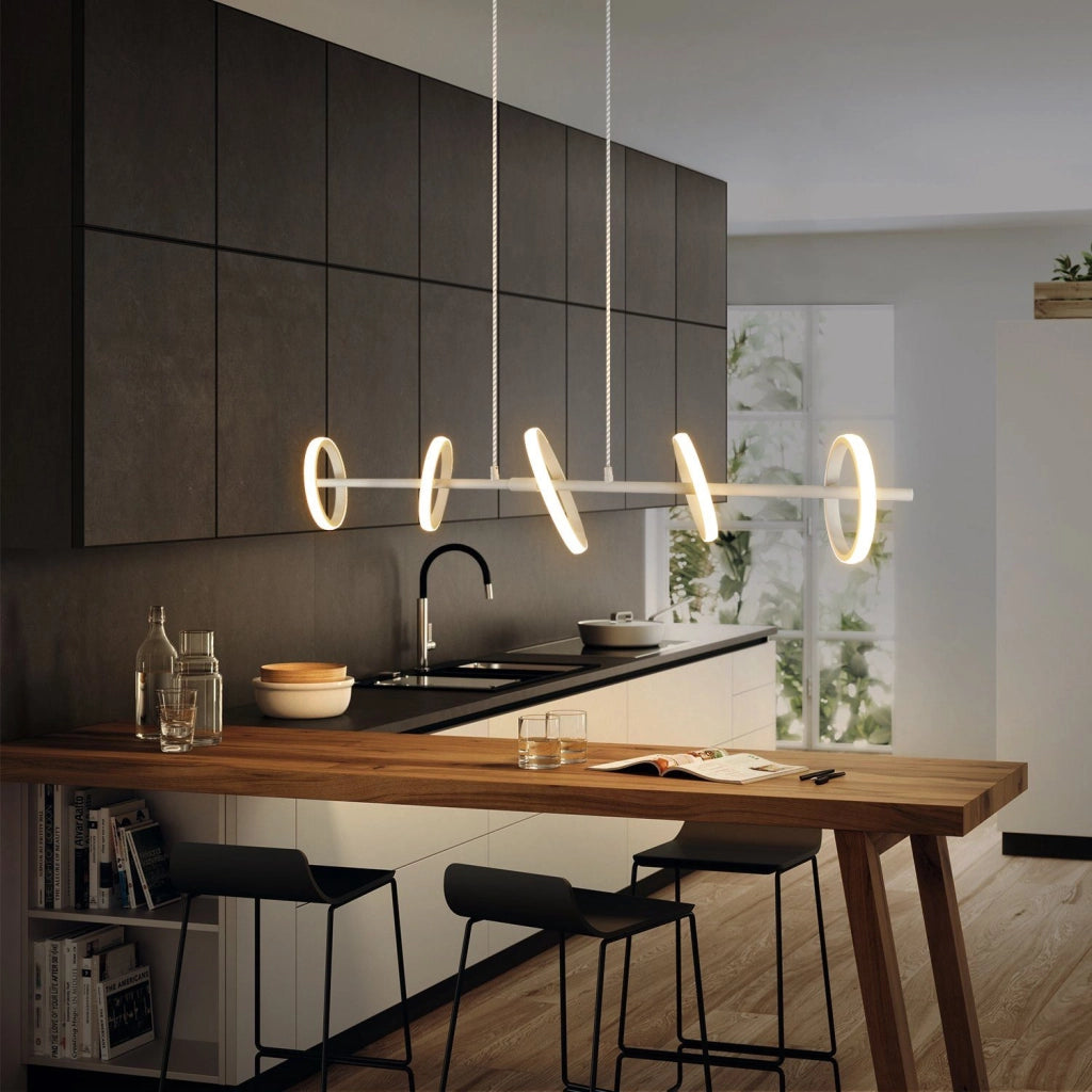 Lampada a sospensione ZMH a LED moderna tavolo da pranzo, anello luminoso rimovibile e girevole camera da letto