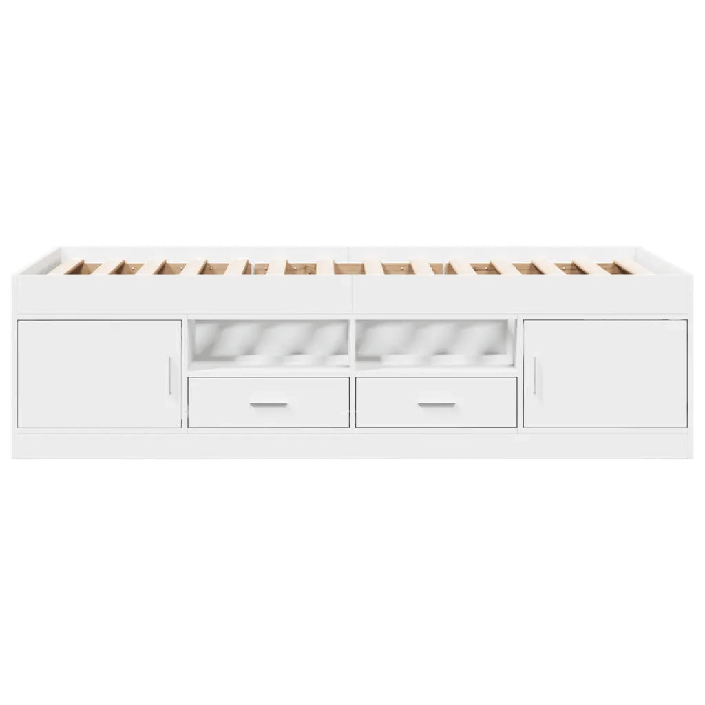 Divano Letto con Cassetti senza Materasso Bianco 90x190 cm 3280251