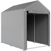 Casetta da giardino, tenda contenitore, robusta e resistente alle intemperie, struttura in acciaio, 1,2x1,8x1,6 m, grigio chiaro