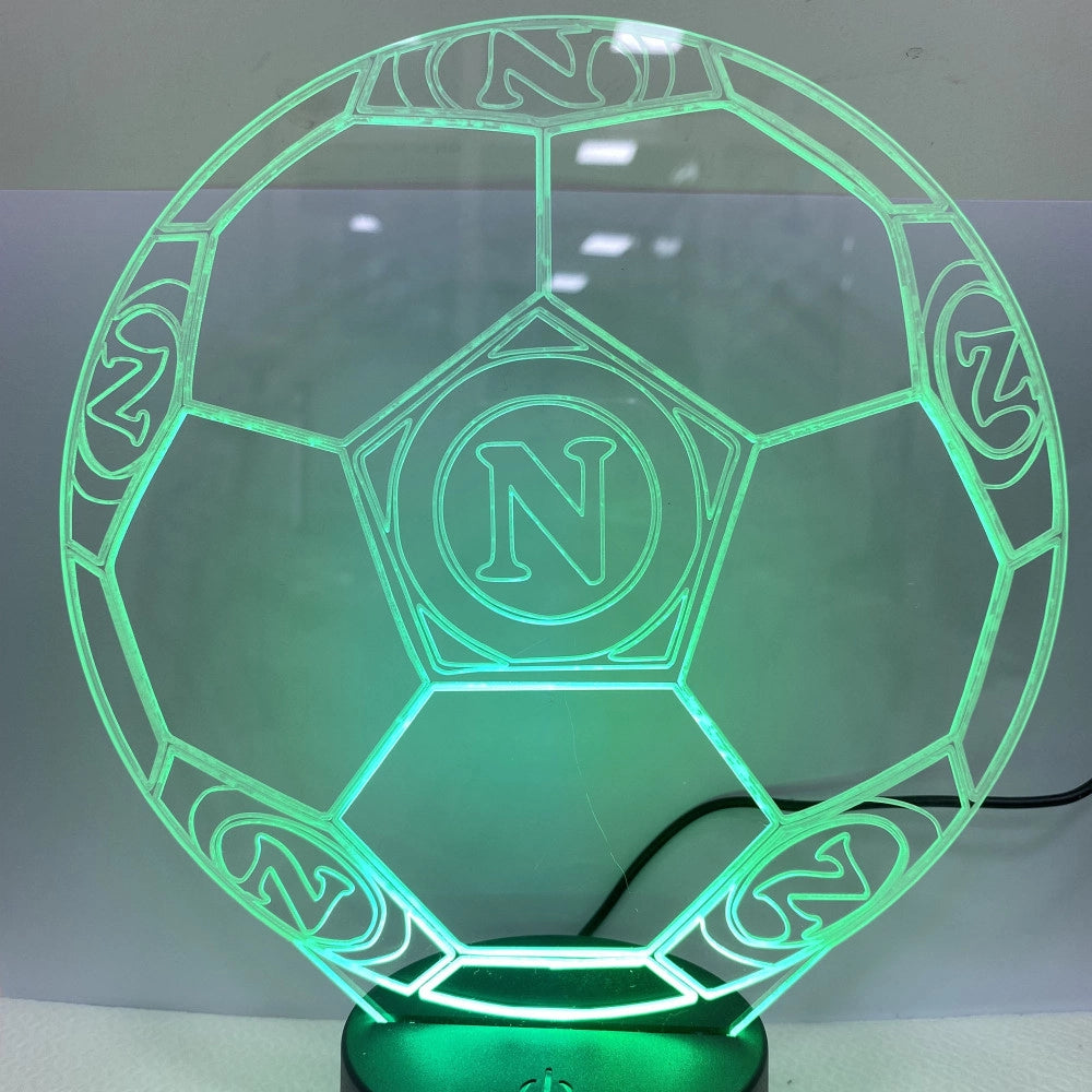 Trade Shop - Lampada Da Tavolo A Batterie Usb Pallone Calcio Con Stemma Logo Napoli Calcio -