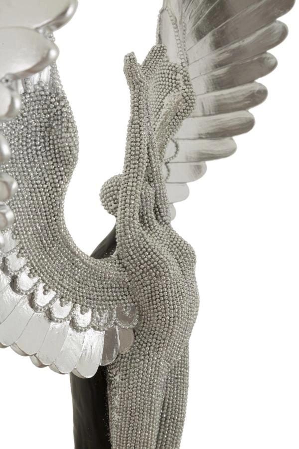 Statuetta Sparky 26x9x48 cm in Resina Argento e Nero