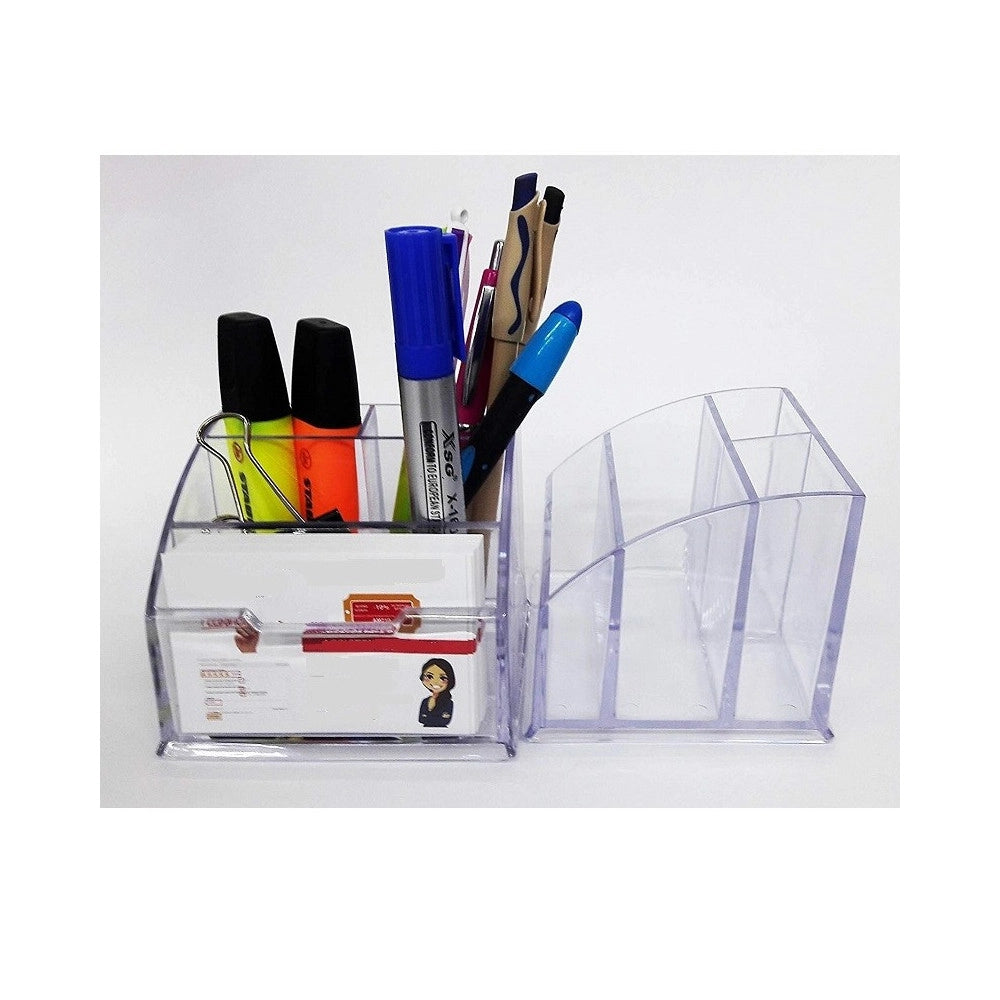 Trade Shop - Porta Penne 4 Scomparti Penna Matite Porta Biglietti Visita Organizer Scrivania -