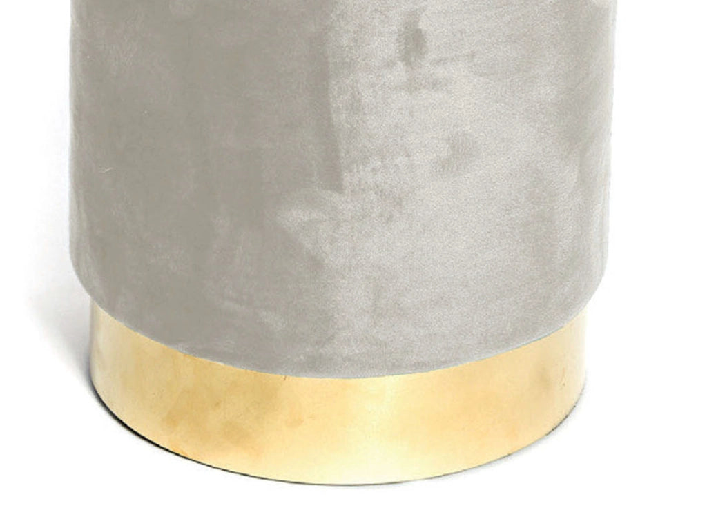 Pouf Salotto/Camera Rotondo Imbottito Modello Cilindro Velvet In Tinta Unita - Pouf - Beige