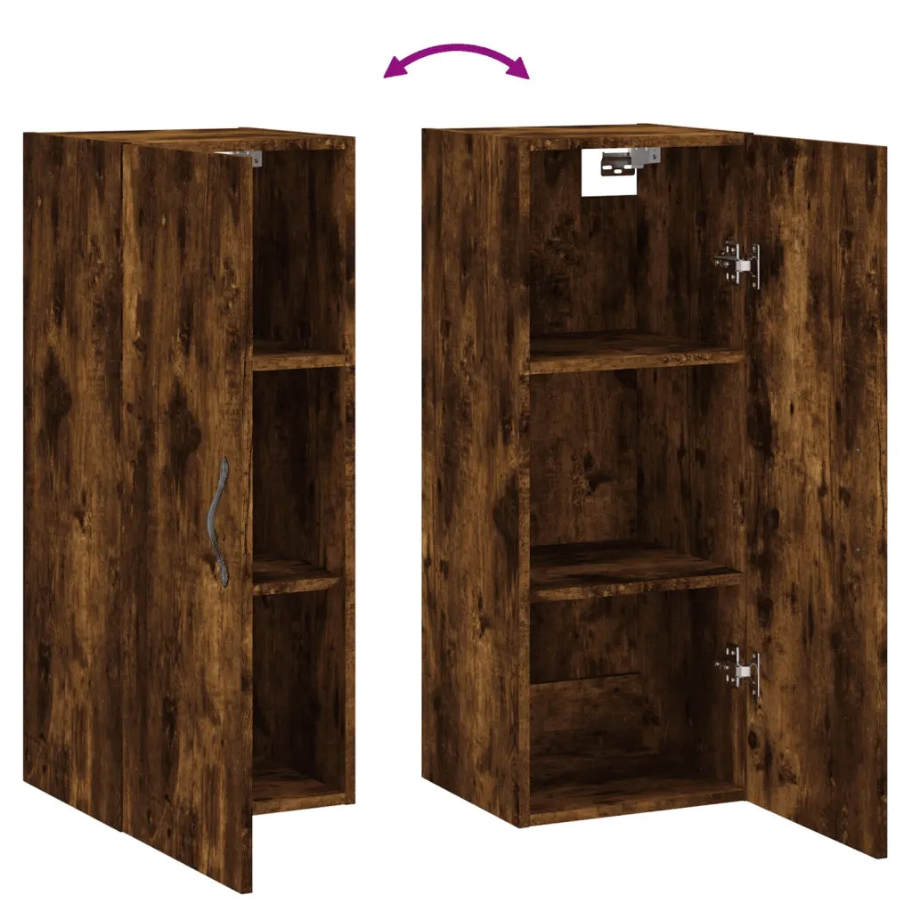 Armadietto a Muro | Mobile a Parete Rovere Fumo 34,5x34x90 cm in Legno Multistrato