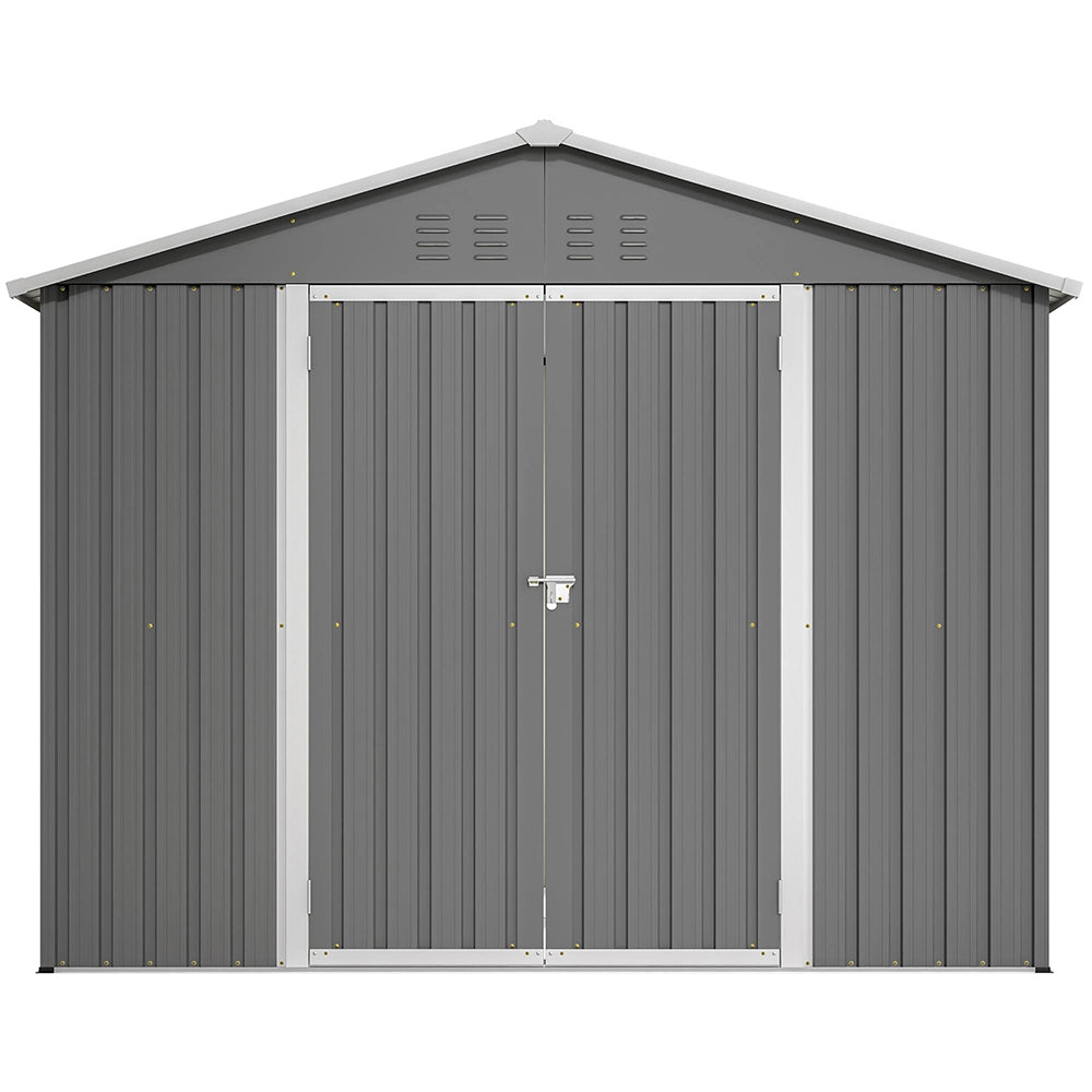Ripostiglio per attrezzi in metallo - Xylo - 8x6FT - Colore antracite - Porta battante, ideale per attrezzi da giardino