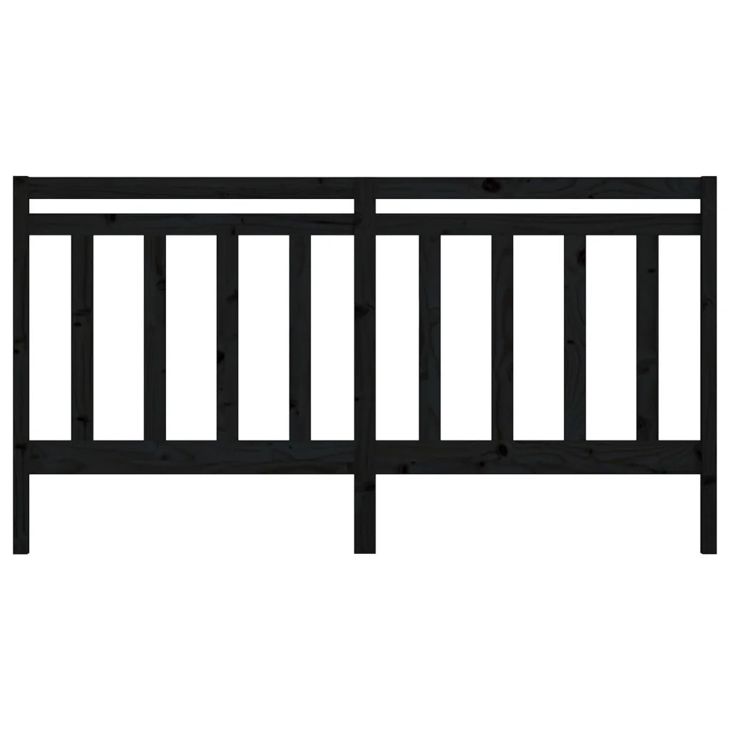 Testiera per Letto Nera 206x4x100 cm in Legno Massello di Pino