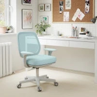 Sedia da Ufficio Ergonomica ad Altezza Regolabile con Schienale Traspirante, 55x48x82.5-94.5 cm, Verde Chiaro