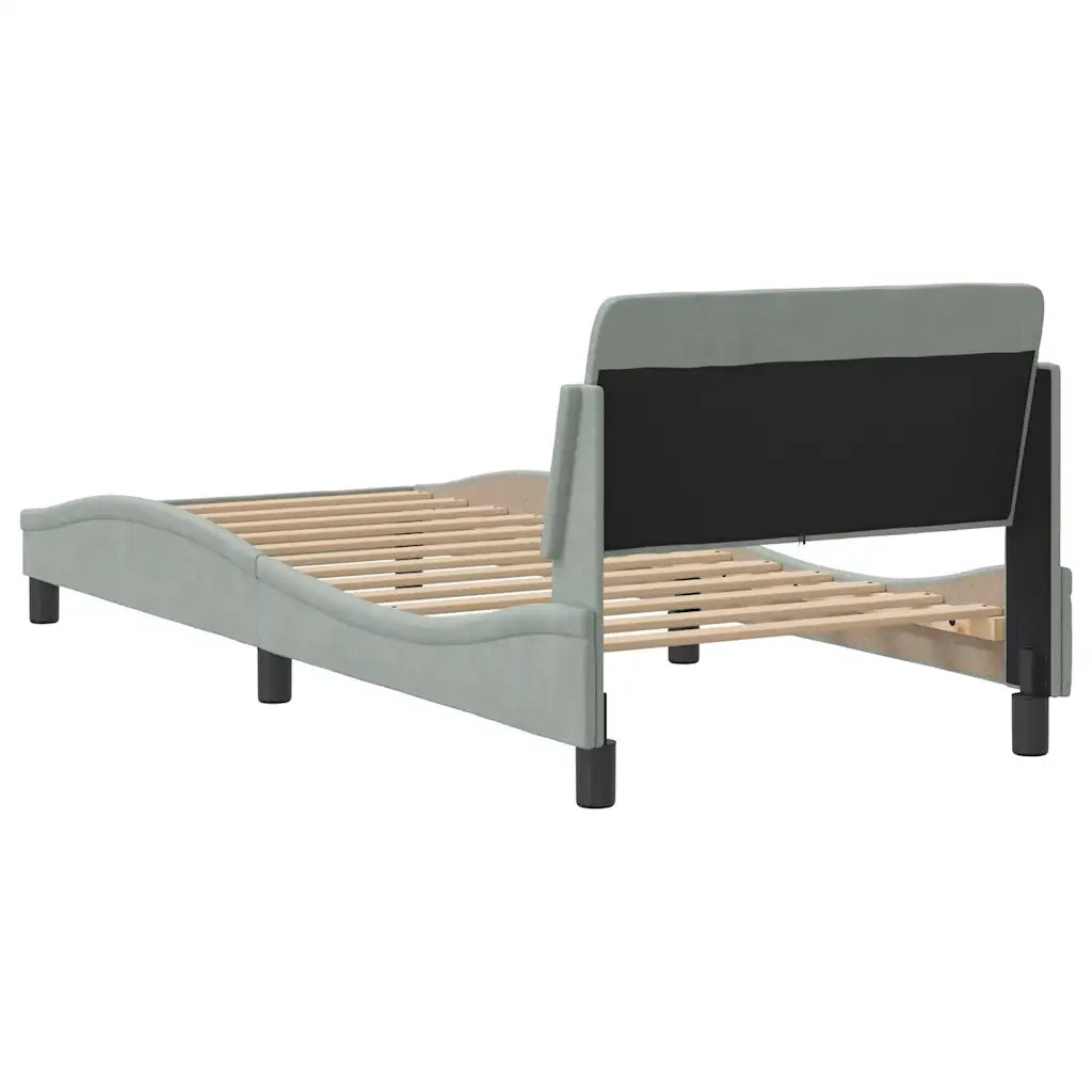 Giroletto-Struttura Letto Dover Grigio Chiaro 90x190 cm Velluto
