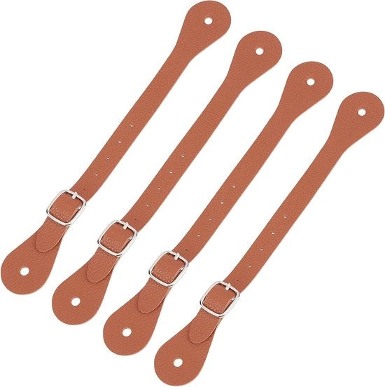 4 pezzi di cinturini di stivali in pelle di lato flessibile per uomo e donna con anello di chiusura a zinklegering per la cavalleria.