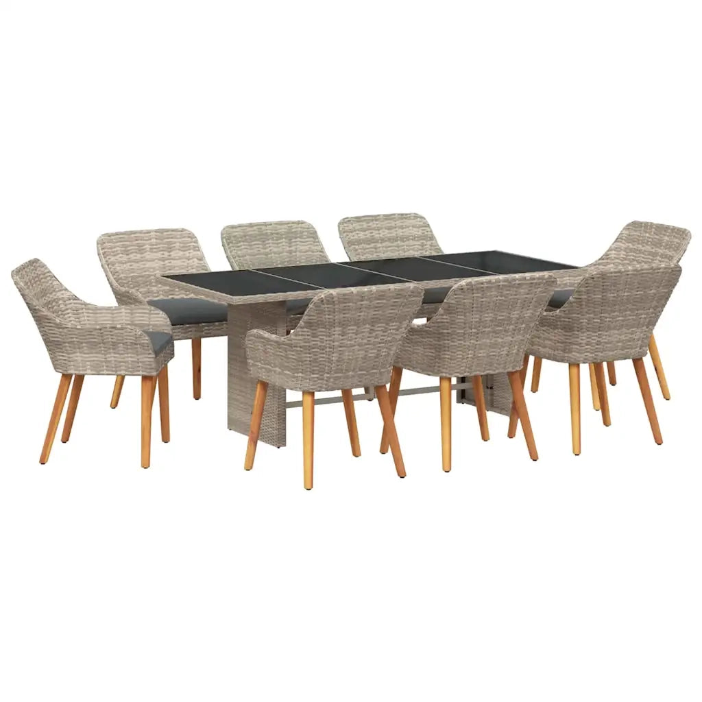vidaXL Set da pranzo 9 pcs Grigio chiaro