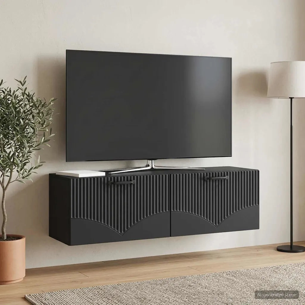 Mobile Porta TV da Muro Montaggio a parete Nero 98 x 31 x 30 cm 899066