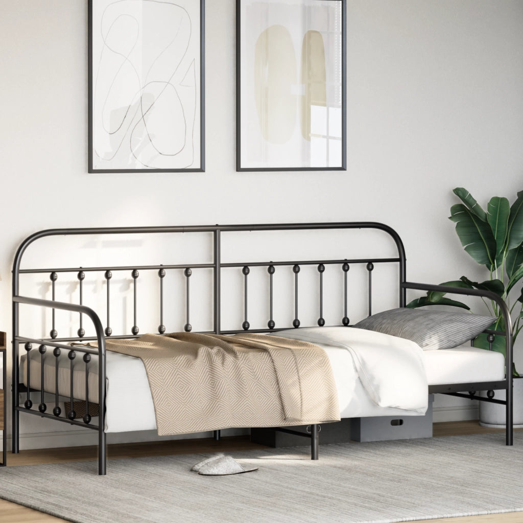 Struttura Letto Daybed  Nero 100x200 cm Acciaio